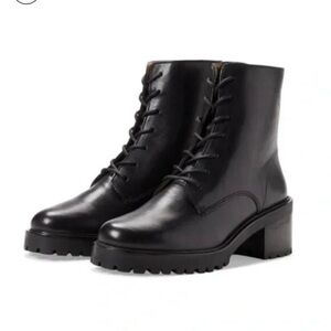 Madewell The Bradley Lace-Up Lugsole Combat Boot Leather Black 7.5